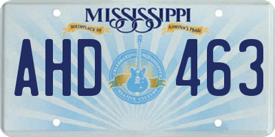 MS license plate AHD463