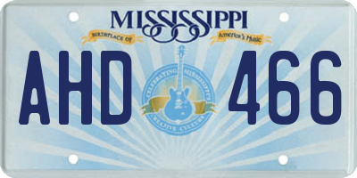 MS license plate AHD466