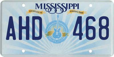 MS license plate AHD468