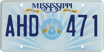 MS license plate AHD471