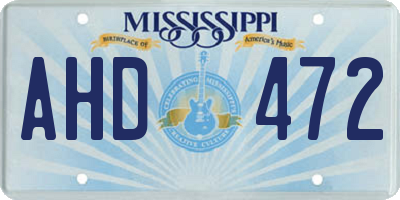 MS license plate AHD472