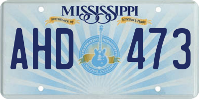 MS license plate AHD473