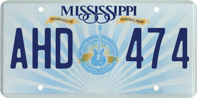 MS license plate AHD474