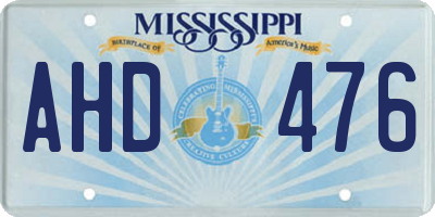 MS license plate AHD476