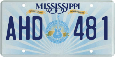 MS license plate AHD481