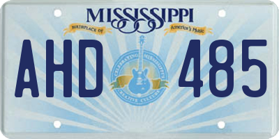 MS license plate AHD485