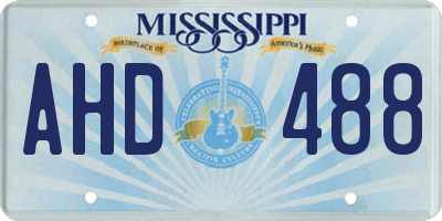 MS license plate AHD488