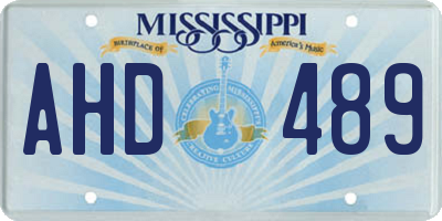 MS license plate AHD489