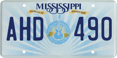 MS license plate AHD490