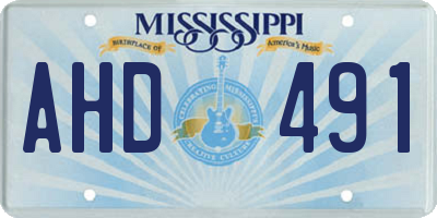 MS license plate AHD491