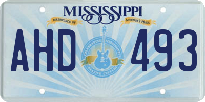 MS license plate AHD493