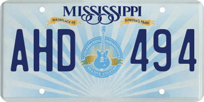 MS license plate AHD494
