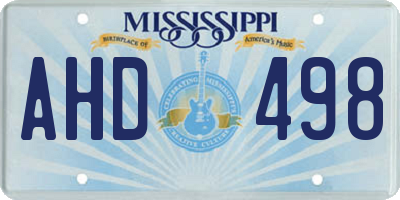 MS license plate AHD498
