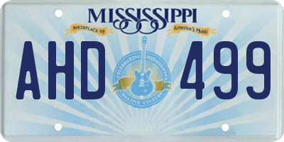 MS license plate AHD499