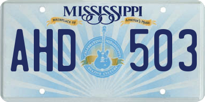 MS license plate AHD503