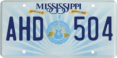 MS license plate AHD504