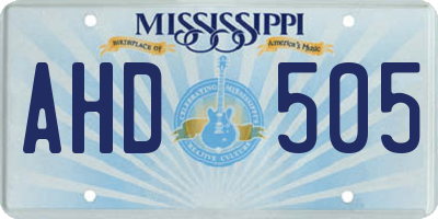 MS license plate AHD505