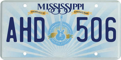 MS license plate AHD506