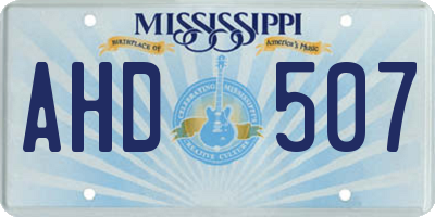MS license plate AHD507