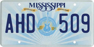 MS license plate AHD509