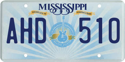 MS license plate AHD510