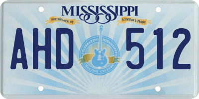 MS license plate AHD512