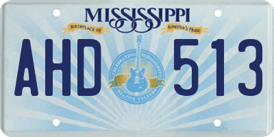 MS license plate AHD513