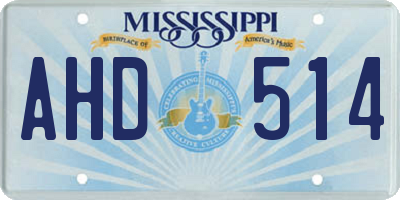 MS license plate AHD514