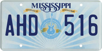 MS license plate AHD516