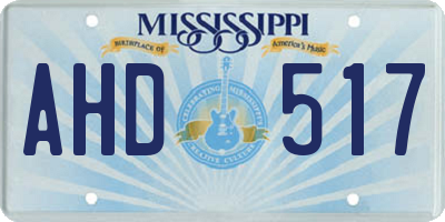 MS license plate AHD517