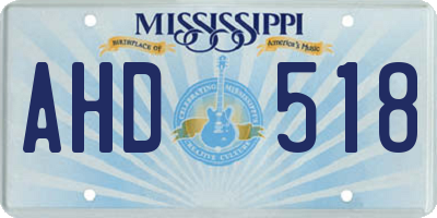 MS license plate AHD518