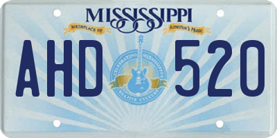 MS license plate AHD520