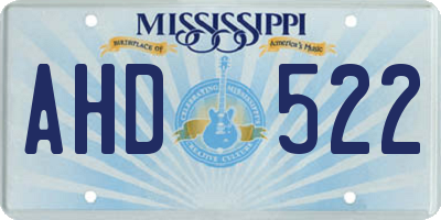 MS license plate AHD522
