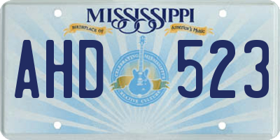 MS license plate AHD523