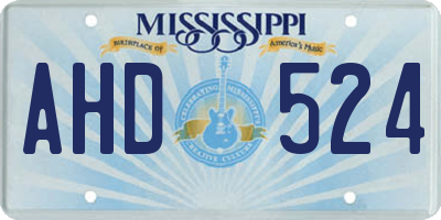 MS license plate AHD524