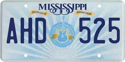 MS license plate AHD525