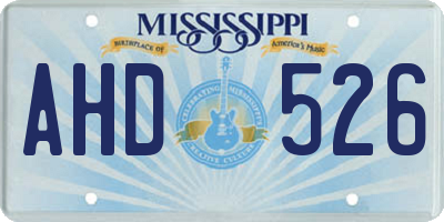 MS license plate AHD526