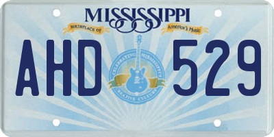 MS license plate AHD529