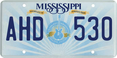 MS license plate AHD530