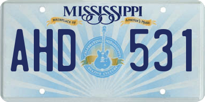 MS license plate AHD531
