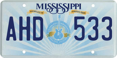MS license plate AHD533