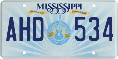 MS license plate AHD534