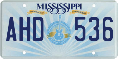 MS license plate AHD536