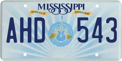 MS license plate AHD543