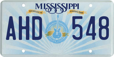 MS license plate AHD548