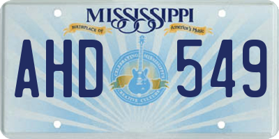 MS license plate AHD549
