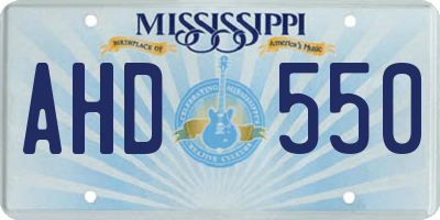 MS license plate AHD550