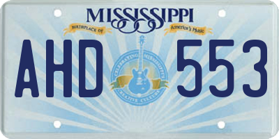 MS license plate AHD553