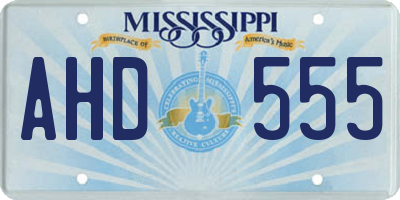 MS license plate AHD555