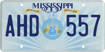 MS license plate AHD557